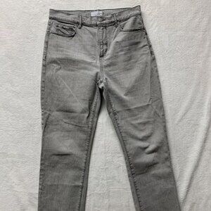LOFT Straight Crop Jeans High Rise Gray Raw Hem Distressed   Size 27/4